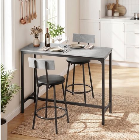 Set tavolo alto con 2 sgabelli imbottiti grigio (1/5)