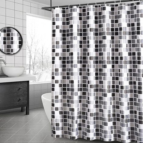 Rideau de douche lavable en machine en polyester antibactérien (1/5)