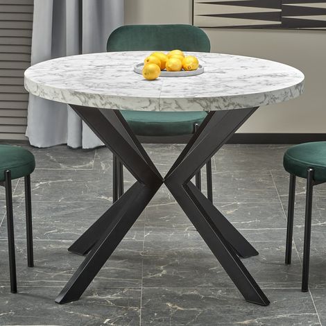 Table à manger extensible ronde marbre 100-250cm Zelvano (1/5)