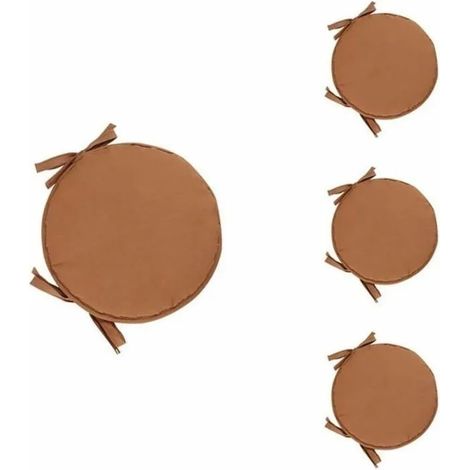 Lot de 4 Coussin Rond Galette de Chaise Ronde pour Table et Chaise de Salle Manger avec Cordon de Serrage 38cm (1/4)