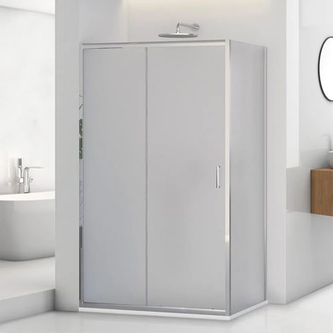 Box doccia angolare 80x130 cm scorrevole con vetro stampato Tay (1/5)