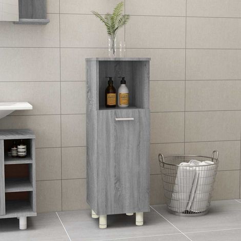 vidaXL Armario de baño madera contrachapada gris Sonoma 30x30x95 cm (1/5)