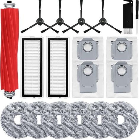 Kit accessoires compatible pour Roborock Qrevo S/Qrevo Pro/Qrevo MaxV, 1 brosse, 2 filtres Hepa, 4 sacs à poussière, 4 brosses latérales, 6 chiffons de mop, Pas adapté à Qrevo (1/5)