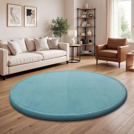 Paco Home Kinderteppich Kinderzimmer Teppich Baby Spielteppich Flauschig Rutschfest Deko Blau, 200 cm Rund