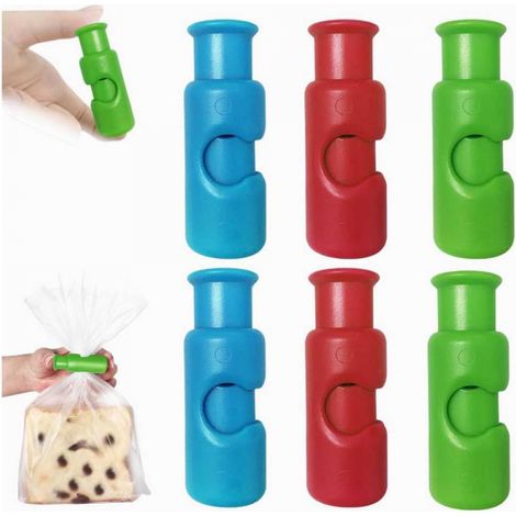 Lot de 6 pinces à sacs en plastique multicolores - Pinces alimentaires à pression pour fermer les sachets de chips, de pain et autres aliments
