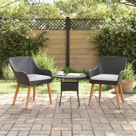 vidaXL Silla de Jardín 2 uds. Negro ratán sintético (1/5)
