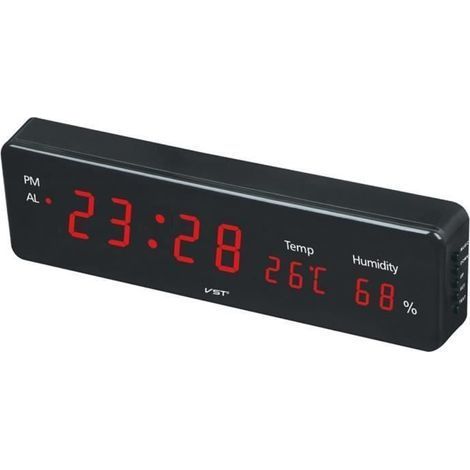 (Schwarz) Digitaluhr – VST-805S – Thermometer und Hygrometer – Rot