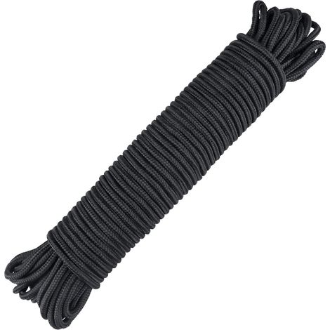 Corda multiuso in nylon, intrecciata nera, 6 mm x 30 m (1/5)