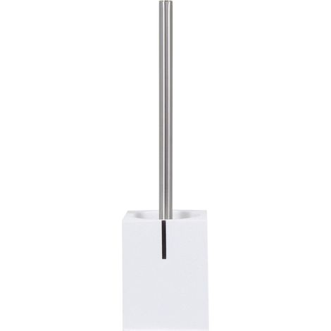 Brosse WC avec Socle Polyresin/Inox Blanc 9,69 x 9,69 x 36,5 cm