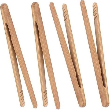 Wiederverwendbare Bambus-Toastzange im klassischen Stil – Küchenzange aus Holz, ideal für Toaster, Obst, Brot und Essiggurken, auch für Käse geeignet, 4er-Set (1/5)