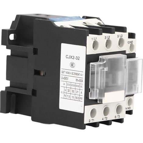 Contacteur AC 3P normalement ouvert, forte conductivité, contacts renforcés, haute sensibilité, bobine industrielle 380V (1/5)