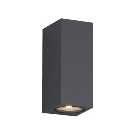 Applique moderno top light atene ag gu10 led ip65 biemissione alluminio, finitura metallo antracite
