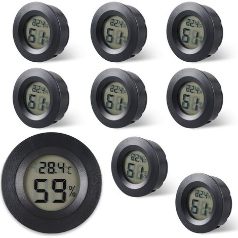 Mini thermomètre hygromètre intérieur : 8 pièces thermomètre numérique rond avec conversion ℃, thermomètred'ambiance pour salon, bureau, serre, bureau, cave à vin (1/5)