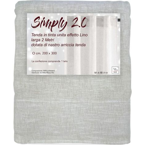 Tenda Simply 2.0 Beige Effetto Lino - 200x300 cm - con Fettuccia per Bastone o Binario - Tinta Unita Naturale
