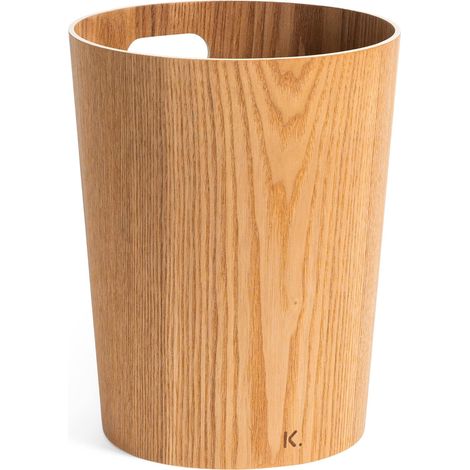 Corbeille à papier en bois véritable Börje Poubelle Moderne en Bois pour Bureau, chambre d'enfant et chambre 9 litres Frêne (1/5)