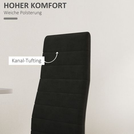 Lot de 4 chaises de salle à manger sans accoudoirs, coussin en tissu, pieds métalliques, noir (1/4)