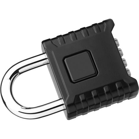 Cadenas de sécurité à combinaison réinitialisable à 4 chiffres, en acier inoxydable noir, pour armoire ou boîte à outils (1/5)