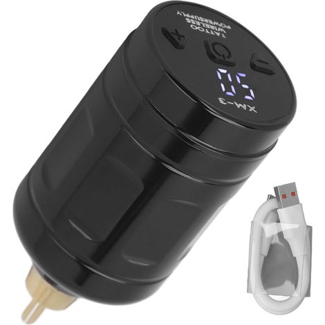 Batterie externe sans fil rechargeable 2000 mAh pour tatouage avec interface RCA, affichage numérique, alimentation pour tatouage, régulateur de tension pour tatouage, transformateur, noir. (1/5)