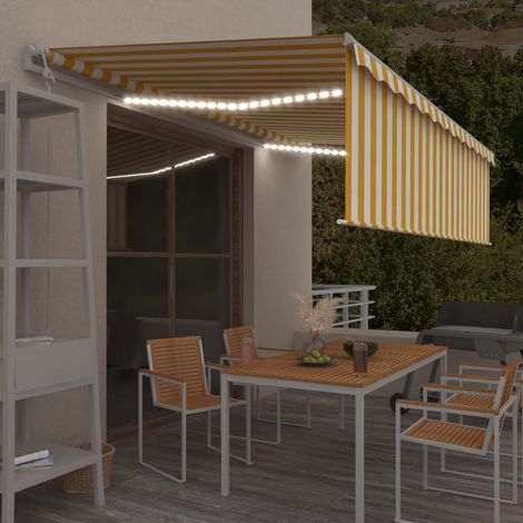 Markise Automatisch mit Rollo LED Windsensor 5x3m Gelb & Weiß (1/5)