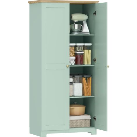 HOMCOM 172cm Wooden Storage Cabinet Cupboard With 4 Shelves Light Green