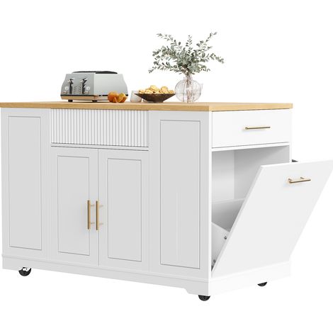 CAIziÎlot de Cuisine à Roulettes 120x50x92cm 2 Portes 3 Tiroirs Rangement (1/5)