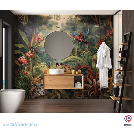 Papier peint : Jungle tropicale et léopard - Intissé - L.200 x H.280 cm (1/5)