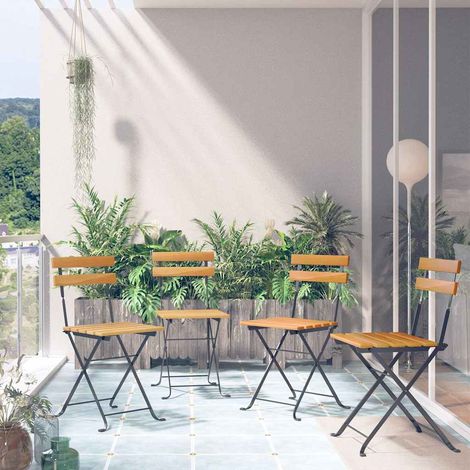 vidaXL Chaises de bistrot pliantes, lot de 4, en bois d'acacia massif (1/5)
