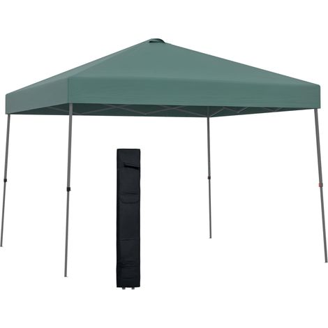 Tonnelle pliante 3x3m, tente de jardin avec sac de transport à roulettes, tonnelle à structure en acier étanche pour fêtes en plein air et camping, verte