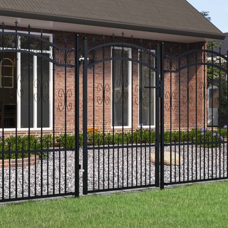 Portail, Porte de jardin, Portillon et sommet de lance Noir 103x200 cm Acier enduit poudre WFE895004 DESIGN IN (1/5)