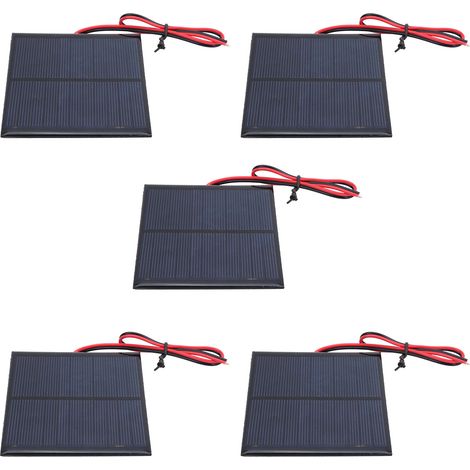 Lot de 5 panneaux solaires mini 5,5V 160mA avec câbles rouge/noir 30cm, module époxy 2V, chargeur photovoltaïque pour bricolage (1/5)