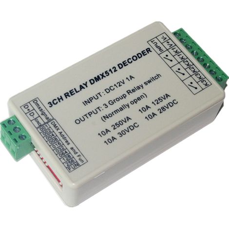 DMX512 relay, decoder, controller and accessories for lighting: WS-DMX-RELAY-3CH 10A3CH (1/2)