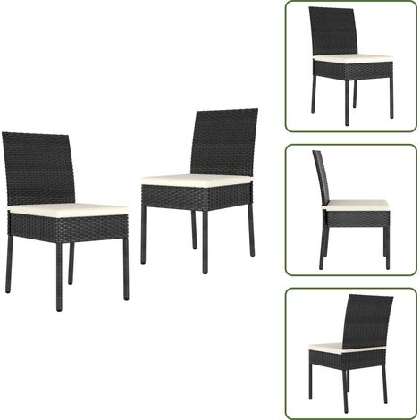 Garten-Essstühle 2 Stk. Poly Rattan Schwarz - Gartensessel - Gartenmöbel - Outdoor Möbel - Poolside Furniture - Rattan Sessel (1/5)