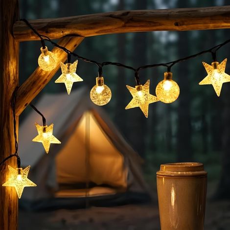 Guirlande lumineuse solaire d'extérieur étanche 50 LED 8 modes 9,5 m intérieur/extérieur pour jardin, terrasse, cour, maison, fêtes de Noël, mariage