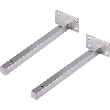 20cm Supports Étagère Flottants, Monté éTagèRe, Equerre Industrielle Etagere Murale Fixation Invisible Supports Vintage Equerre Murale Equerre Metallique Bricolage Argent avec Vis (2 PièCes) (1/5)