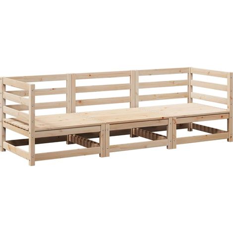 Maison Exclusive - Juego de sofás de jardín 3 piezas madera maciz (1/5)