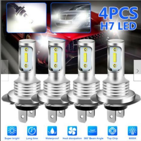 4X H7 LED 6000K Super Blanc 55w 8000LM Kit Antibrouillard Kit Ampoules Feux de Croisement (1/5)