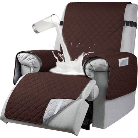 Housse imperméable pour fauteuil relax antidérapante avec poches latérales protection lavable 1 place Brown (1/5)