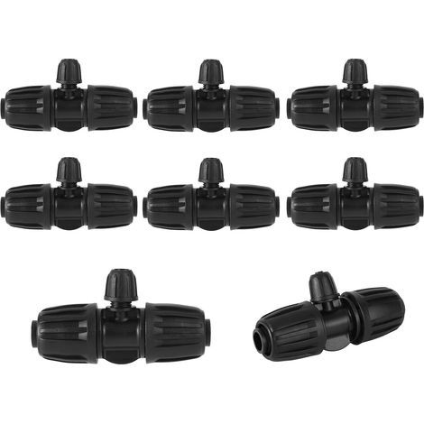 8pcs Raccords d'Irrigation Goutte 1/2" à 1/4", Raccords en T Barbelés pour l'Irrigation Goutte de 1/2'' à 1/4'' Connecteurs en T Barbes Verrouillés pour Terrasse Jardin (1/5)