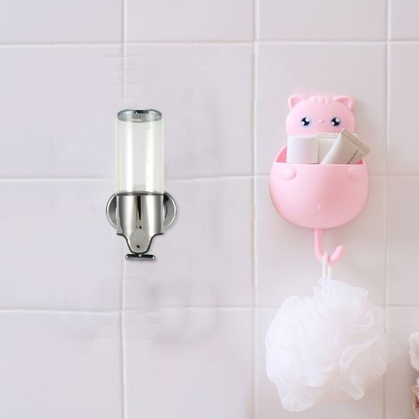 Distributeur de savon mural transparent, distributeur de savon pour salle de bain d'hôtel, flacon de shampoing, porte-gel douche manuel, gobelet individuel transparent 6030. (1/5)