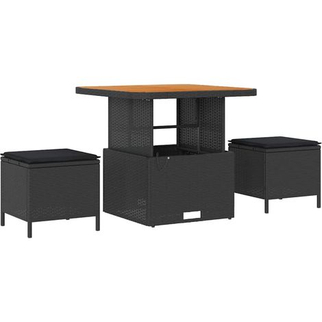 Ensemble de salle à manger pour jardin，Mobilier de jardin Noir Poly rotin CFW76470 (1/5)