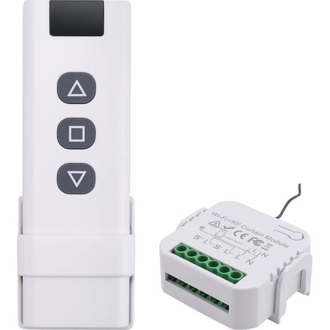 Interrupteur de Rideau Aveugle Tuya Smart Life WiFi 433Mhz avec TéLéCommande RF pour Commande de Volet Roulant éLectrique, 1RC 1RE (1/5)