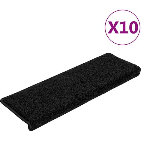 Maison Exclusive - Tapis d'escalier 10 pièces 65 x 21 x 4 cm Noir Bord rectangulaire (1/5)