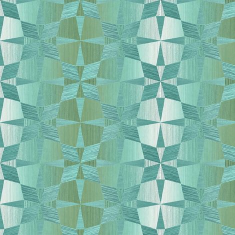 Wallquest Villa Apex Geometric Teal Wallpaper Modern Acrylic Coated Feature Wall (1/4)
