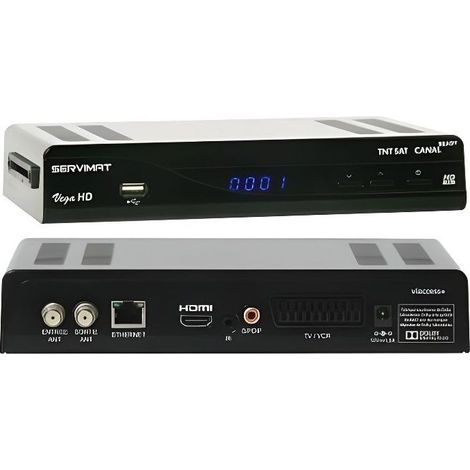 Récepteur satellite HD - SERVIMAT - VEGA TNTSAT - Noir - 12V/220V - Connectique complète (1/2)