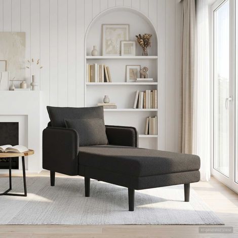 vidaXL Chaise longue de gran tamaño Negro Bouclé (1/5)
