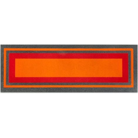 Zerbino Ingresso Antiscivolo Salva Gradino 25x70 Tappeto Gomma Asciugapassi 100% Made In Italy - Arancione