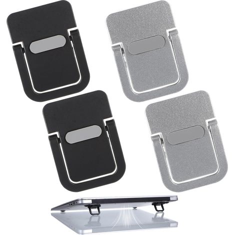 4er-Pack tragbarer, selbstklebender Laptop-Tastaturständer, unsichtbare Mini-Füße für den Desktop, Tastatur- und Laptopständer mit rutschfestem Silikon (Schwarz + Silber) (1/5)