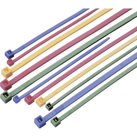 TRU COMPONENTS TC-11919648 Kabelbinder 100 x 2.5 mm, 203 x 2.5 mm, 292 x 3.6 mm  Grün, Rot, Blau, Ge