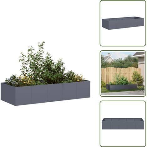 Pflanzgefäß Anthrazit 200x80x40 cm Stahl - Pflanzkübel - Pflanzgefäß - Pflanzschale - Hochbeet