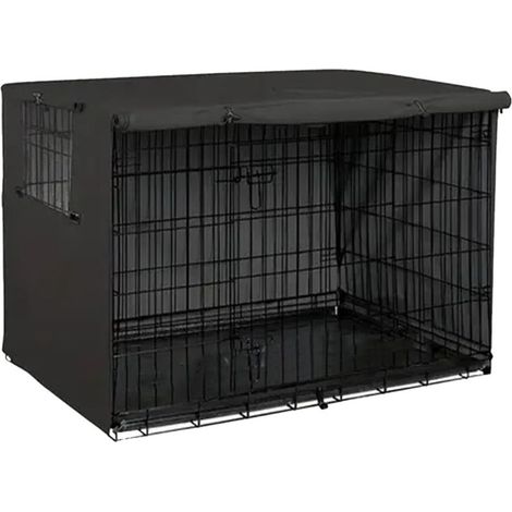 Bache De Protection Exterieur Cage Chien, Imperméable, Ddurable Et Légère, Coupe-Vent - avec Double Porte - Housse Protection Cage Chien pour L'intérieur Et L'extérieur, Noir (1/5)